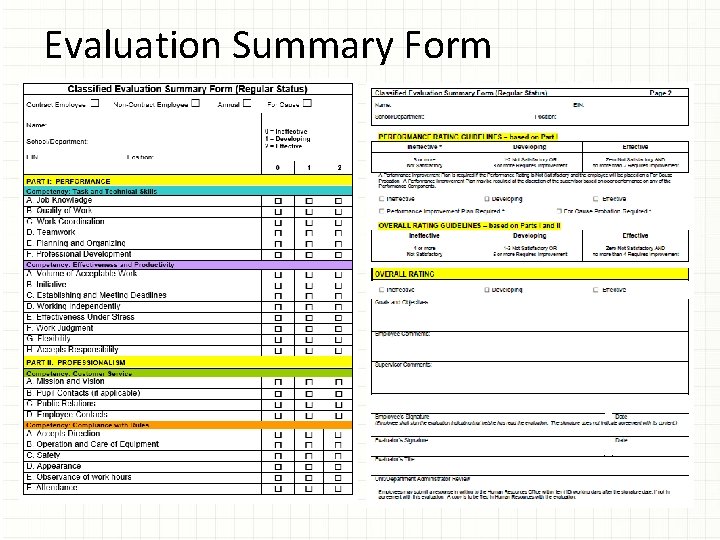 Evaluation Summary Form 
