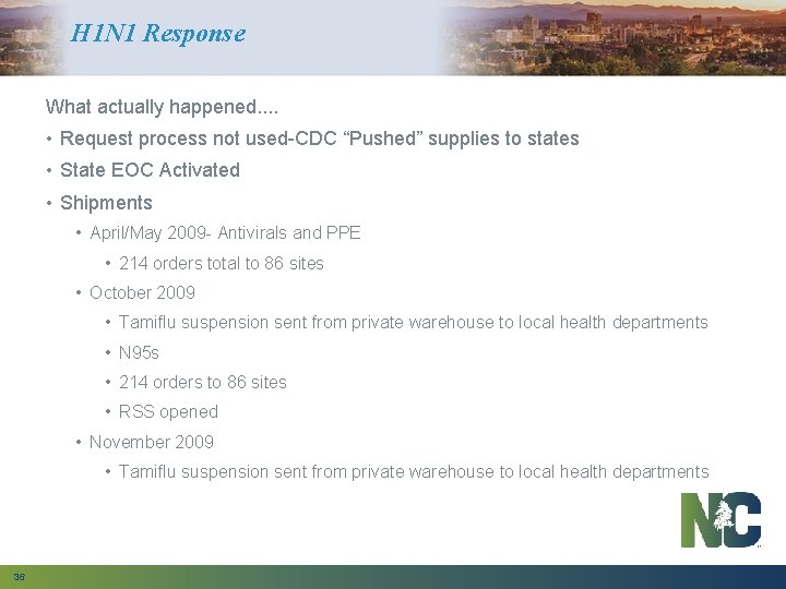 H 1 N 1 Response What actually happened. . • Request process not used-CDC