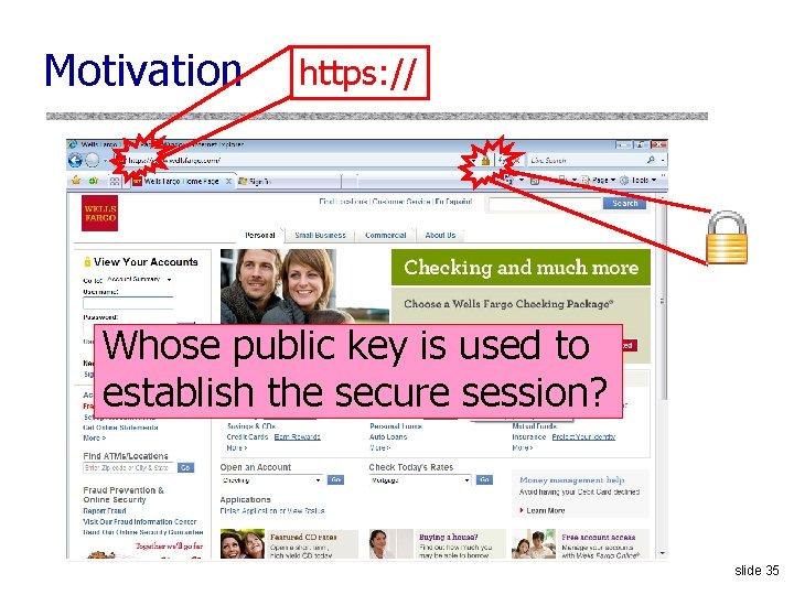 Motivation https: // Whose public key is used to establish the secure session? slide