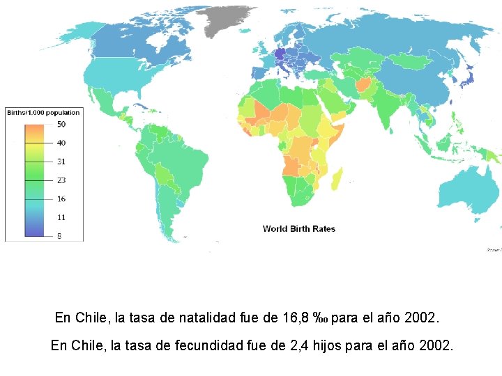 En Chile, la tasa de natalidad fue de 16, 8 ‰ para el año