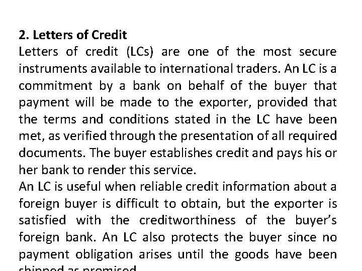 Lcs Letters Common payment system in international trade 1 Cash
