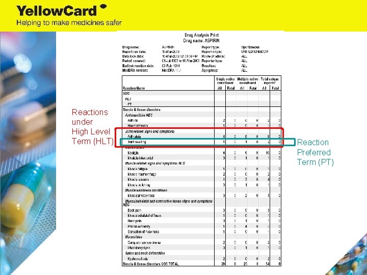 Reactions under High Level Term (HLT) Reaction Preferred Term (PT) 