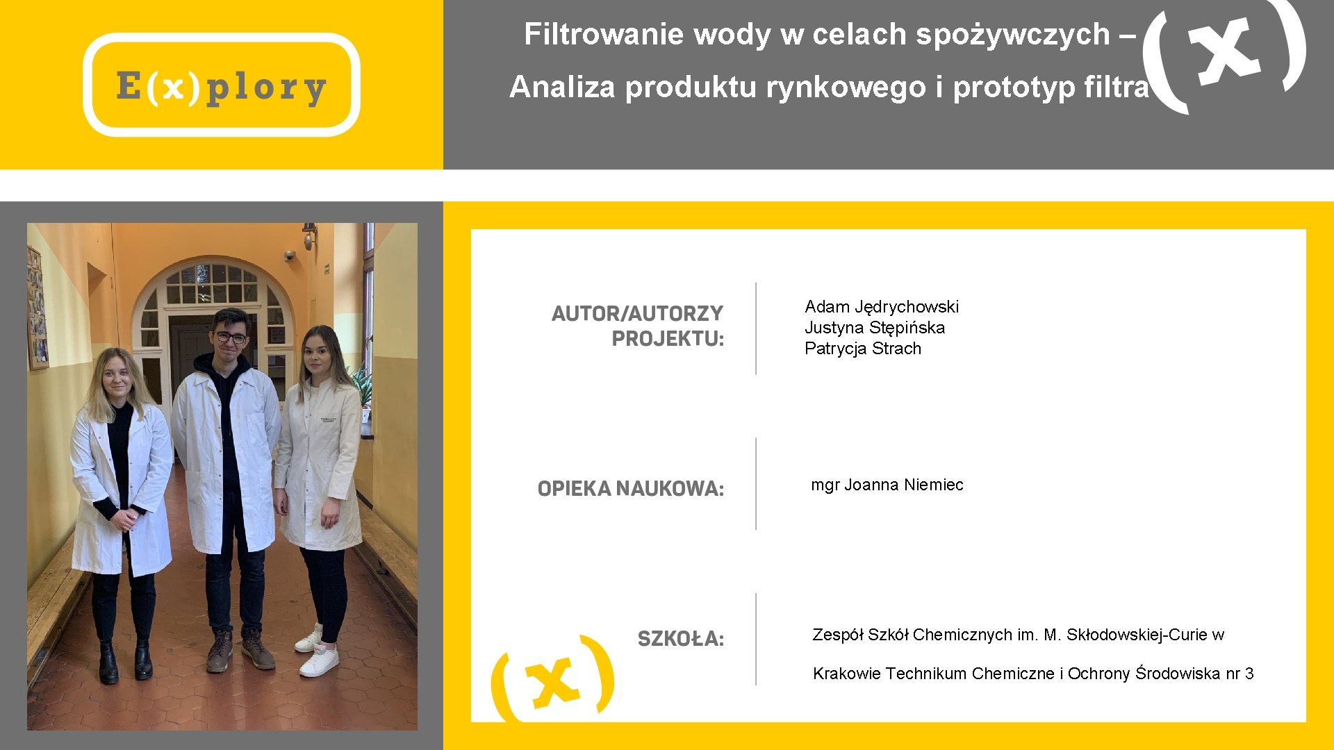 Filtrowanie wody w celach spożywczych – Analiza produktu rynkowego i prototyp filtra Adam Jędrychowski