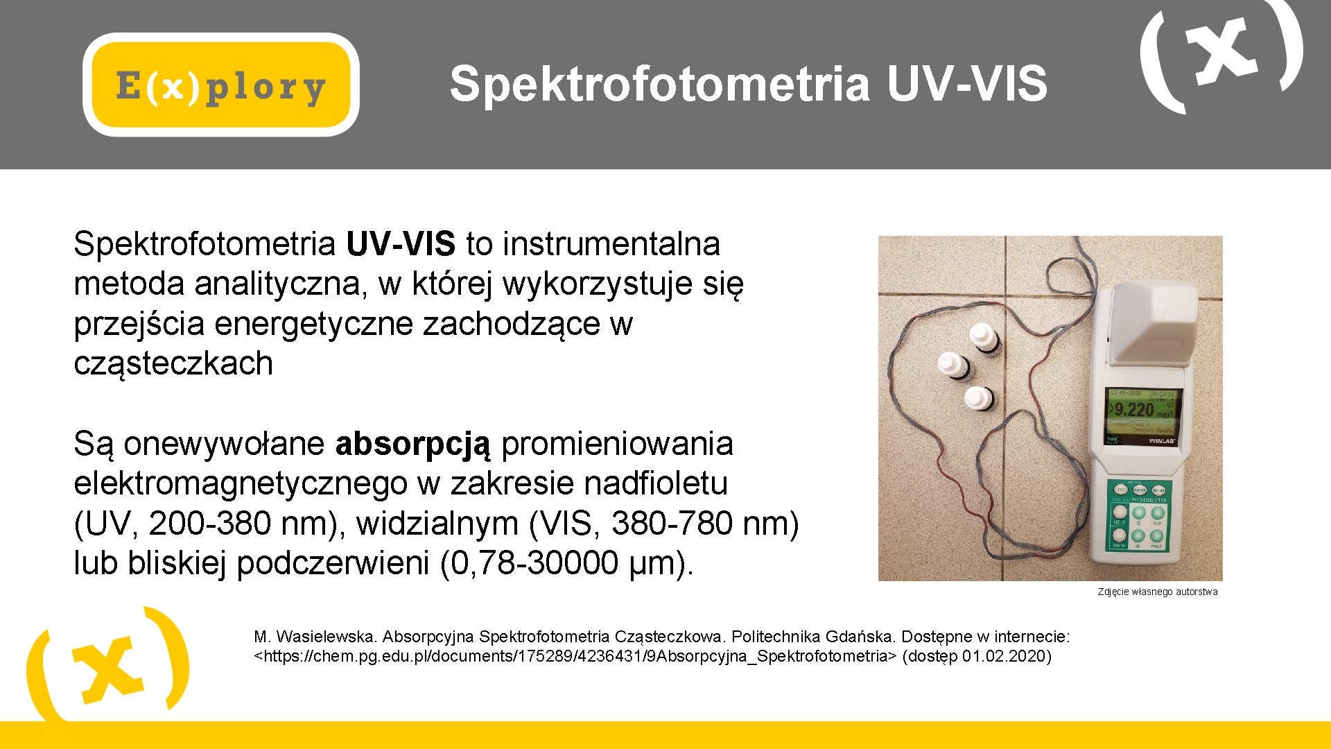 Spektrofotometria UV-VIS to instrumentalna metoda analityczna, w której wykorzystuje się przejścia energetyczne zachodzące w