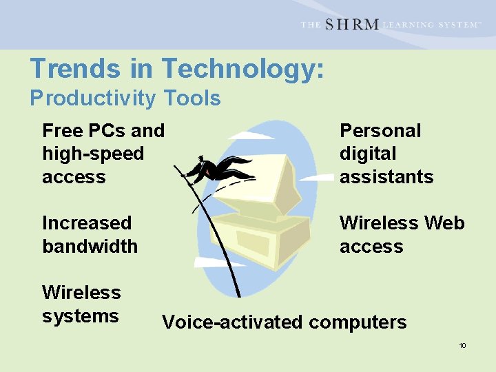 Trends in Technology: Productivity Tools Free PCs and high-speed access Personal digital assistants Increased