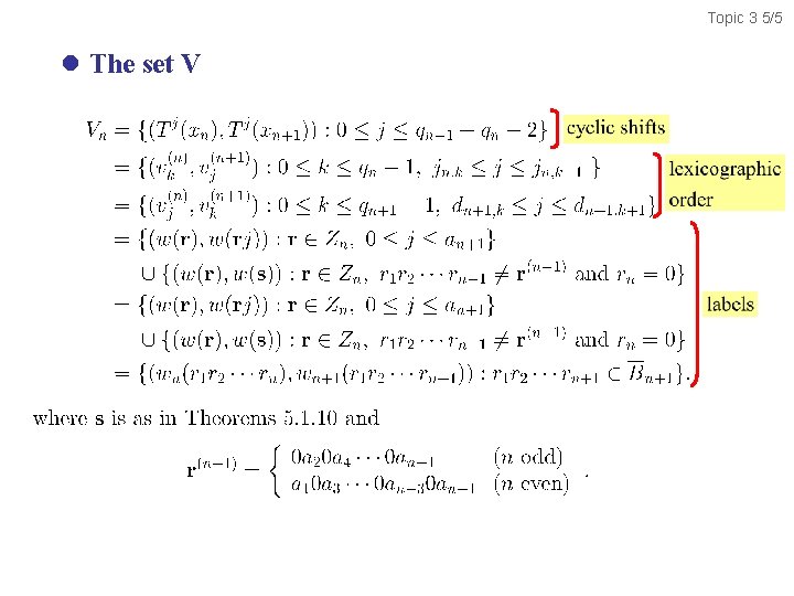 Topic 3 5/5 l The set V 