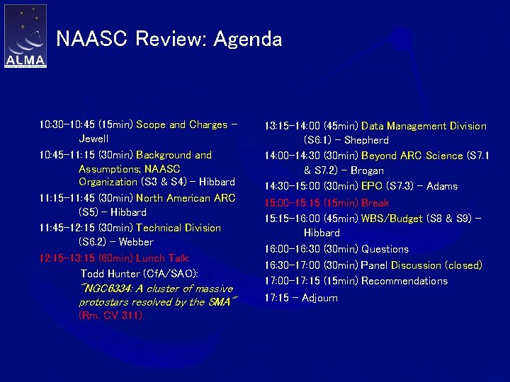 NAASC Review: Agenda 10: 30 -10: 45 (15 min) Scope and Charges Jewell 10: