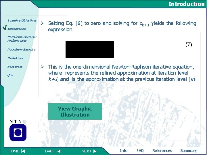 Introduction Learning Objectives Introduction Ø Setting Eq. (6) to zero and solving for xk+1