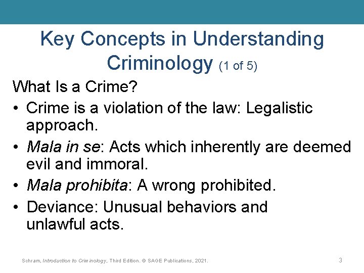Key Concepts in Understanding Criminology (1 of 5) What Is a Crime? • Crime