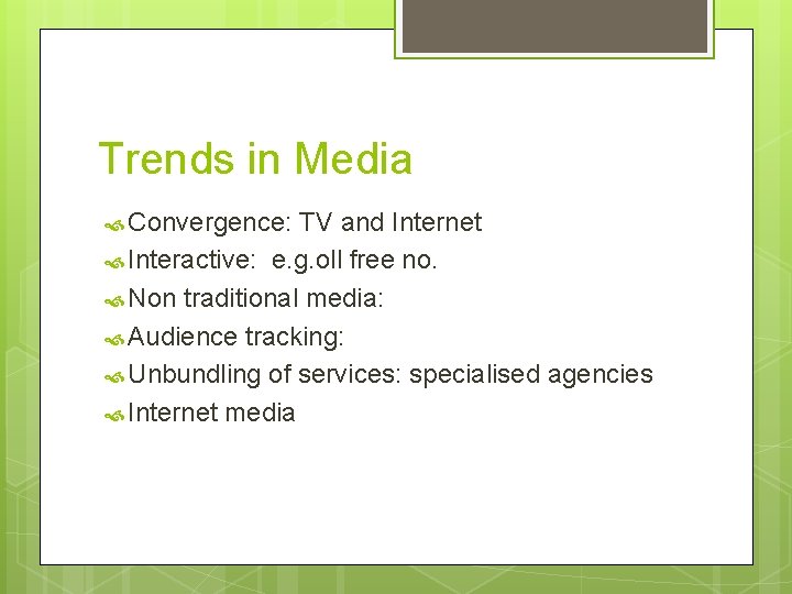 Trends in Media Convergence: TV and Internet Interactive: e. g. oll free no. Non
