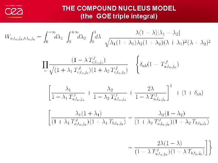 THE COMPOUND NUCLEUS MODEL (the GOE triple integral) 