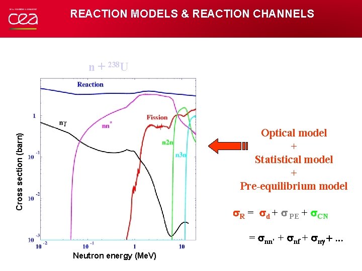 REACTION MODELS & REACTION CHANNELS n + 238 U Cross section (barn) Optical model