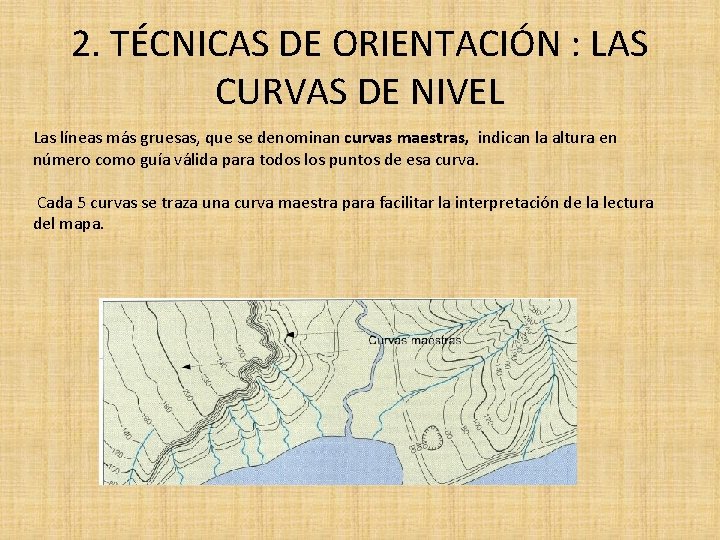 2. TÉCNICAS DE ORIENTACIÓN : LAS CURVAS DE NIVEL Las líneas más gruesas, que