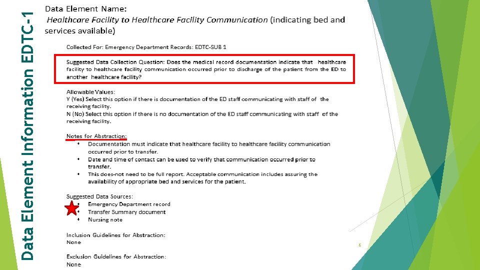 Data Element Information EDTC-1 6 