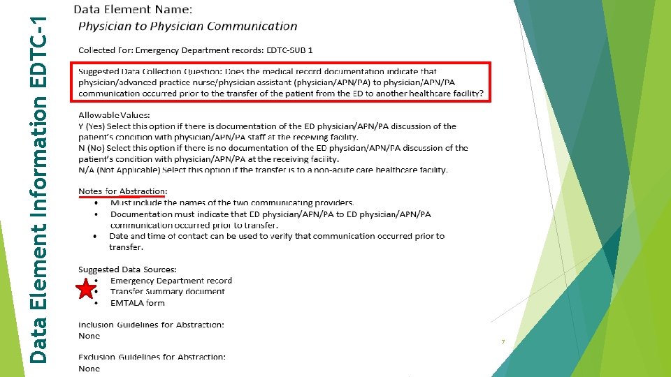 Data Element Information EDTC-1 7 