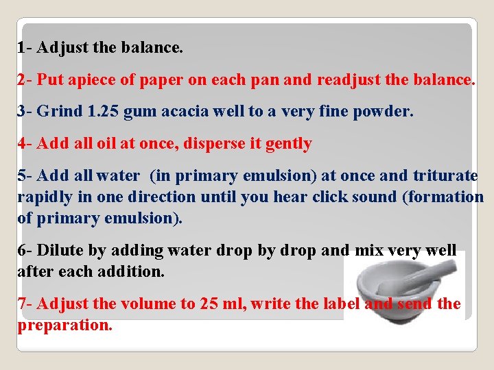 1 - Adjust the balance. 2 - Put apiece of paper on each pan