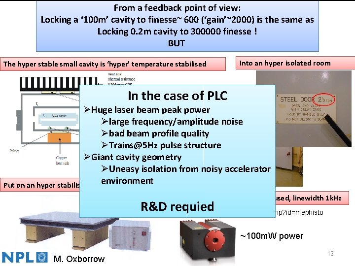 From a feedback point of view: Locking a ‘ 100 m’ cavity to finesse~