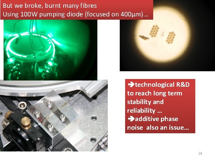 But we broke, burnt many fibres Using 100 W pumping diode (focused on 400µm)…