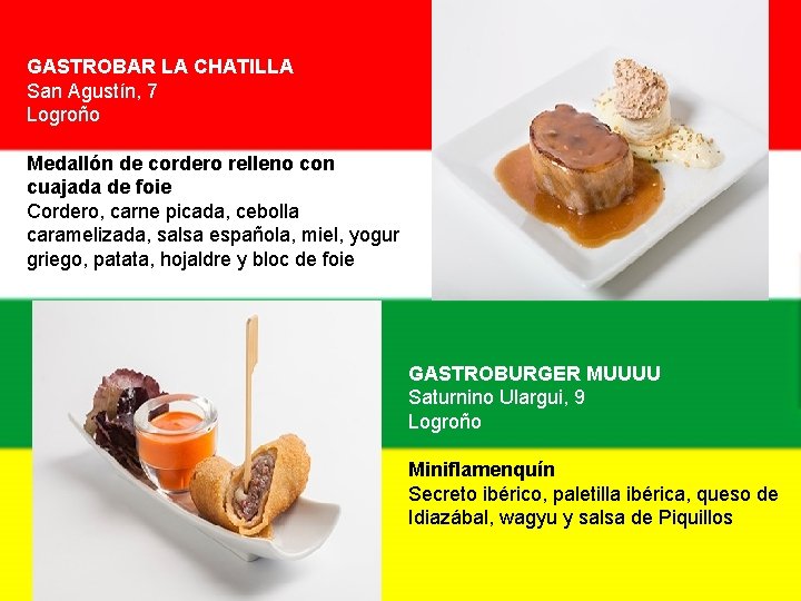 GASTROBAR LA CHATILLA San Agustín, 7 Logroño Medallón de cordero relleno con cuajada de