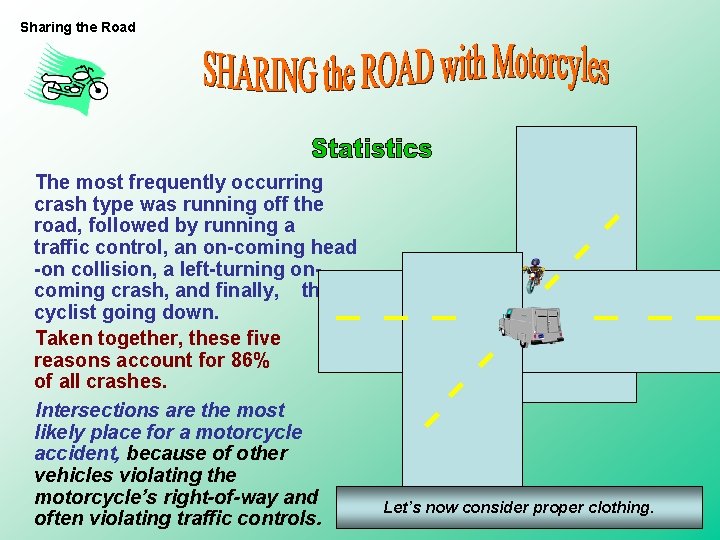 Sharing the Road The most frequently occurring crash type was running off the road, Sharing the Road The most frequently occurring crash type was running off the road,