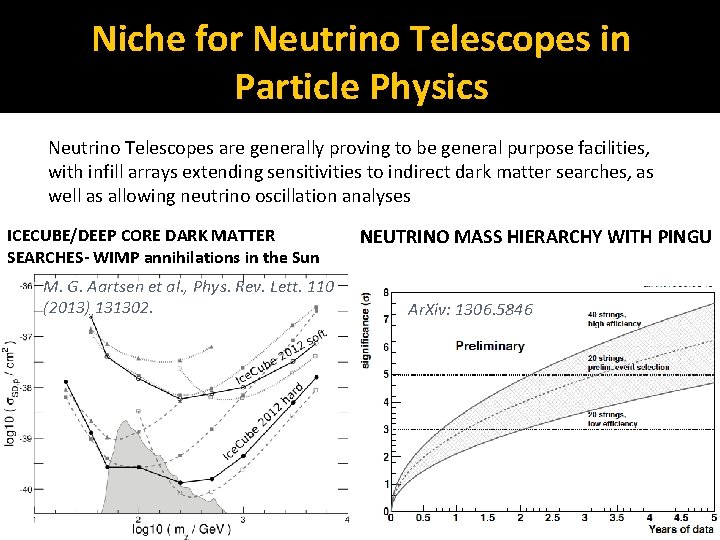 Niche for Neutrino Telescopes in Particle Physics Neutrino Telescopes are generally proving to be