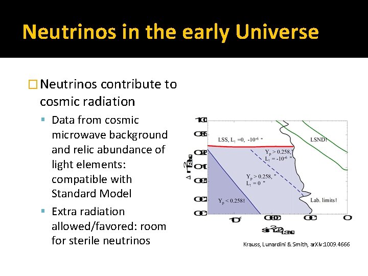 Neutrinos in the early Universe � Neutrinos contribute to cosmic radiation Data from cosmic