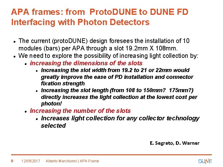 APA frames: from Proto. DUNE to DUNE FD Interfacing with Photon Detectors The current