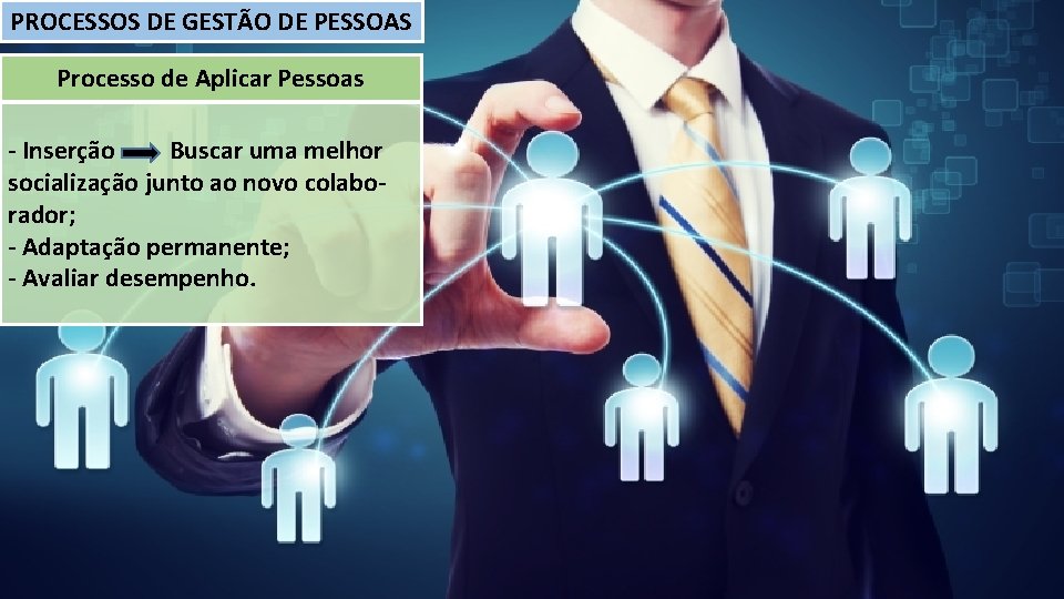 PROCESSOS DE GESTÃO DE PESSOAS Processo de Aplicar Pessoas - Inserção Buscar uma melhor