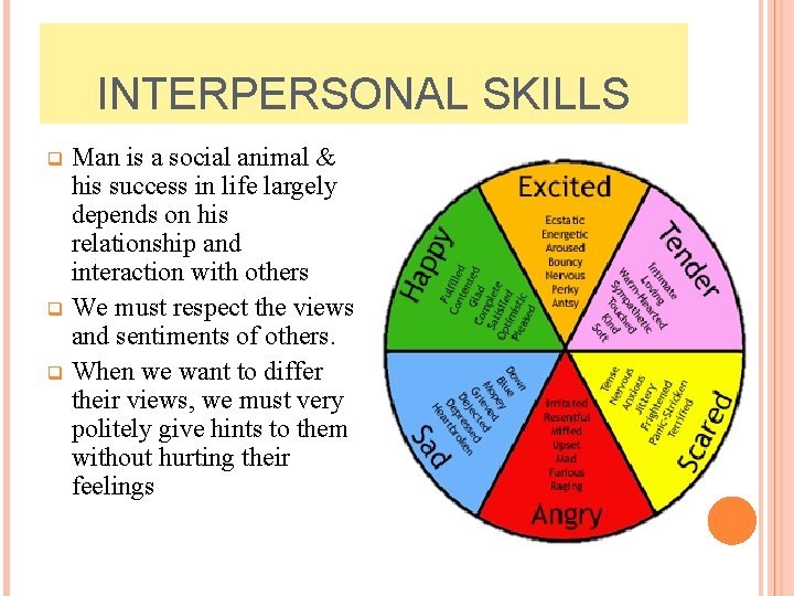 INTERPERSONAL SKILLS Man is a social animal & his success in life largely depends