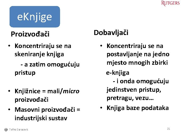 e. Knjige Proizvođači • Koncentriraju se na skeniranje knjiga - a zatim omogućuju pristup