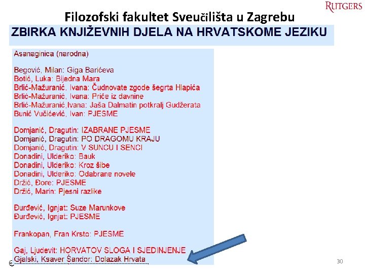 Filozofski fakultet Sveučilišta u Zagrebu Tefko Saracevic 30 