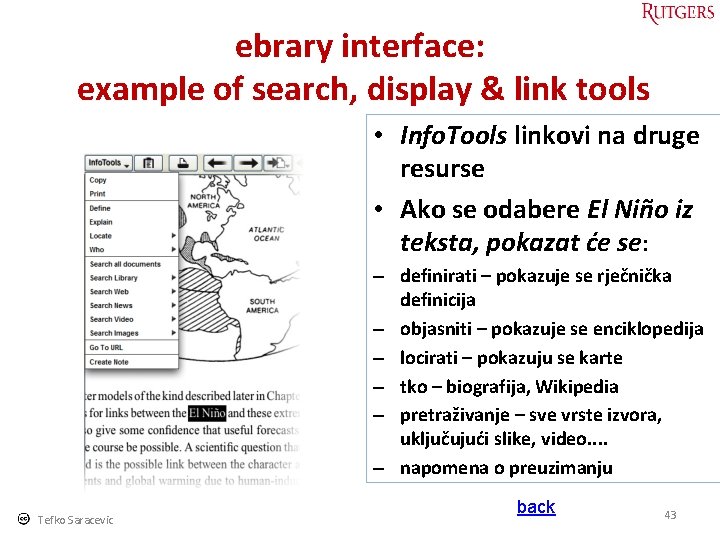 ebrary interface: example of search, display & link tools • Info. Tools linkovi na