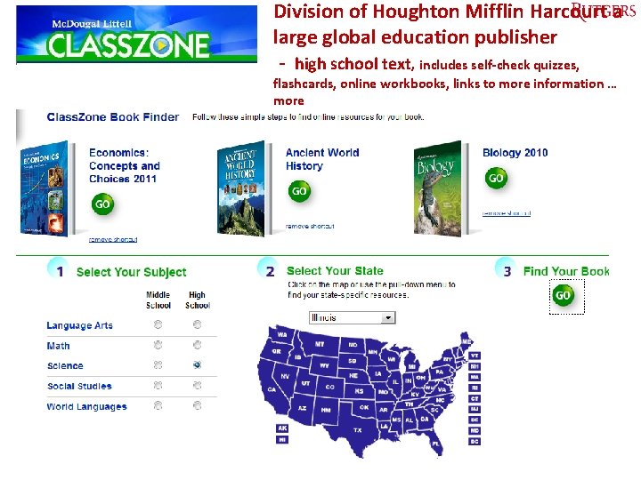 Division of Houghton Mifflin Harcourt a large global education publisher - high school text,