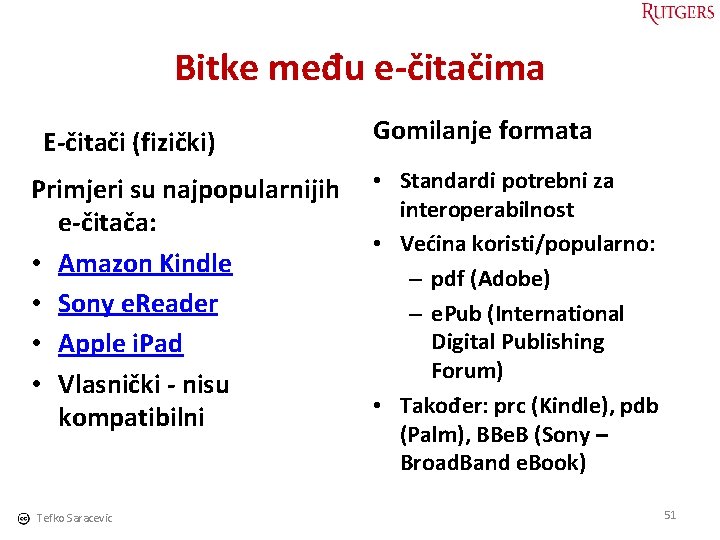 Bitke među e-čitačima E-čitači (fizički) Primjeri su najpopularnijih e-čitača: • Amazon Kindle • Sony