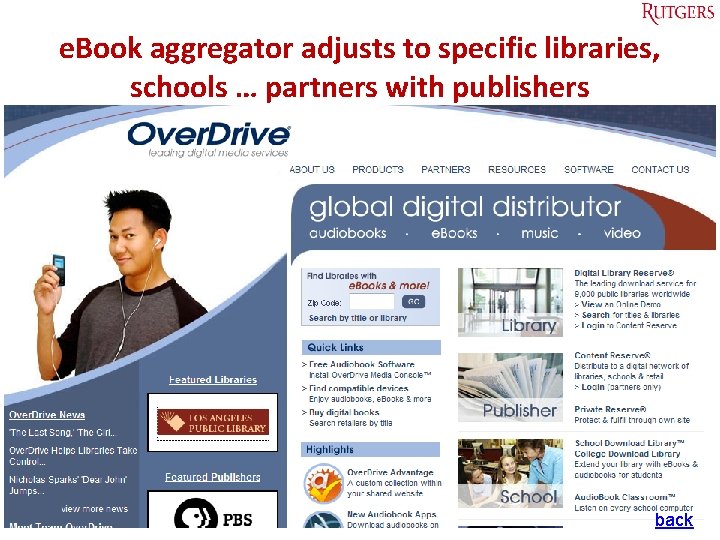 e. Book aggregator adjusts to specific libraries, schools … partners with publishers Tefko Saracevic