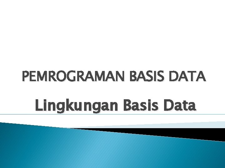 PEMROGRAMAN BASIS DATA Lingkungan Basis Data 