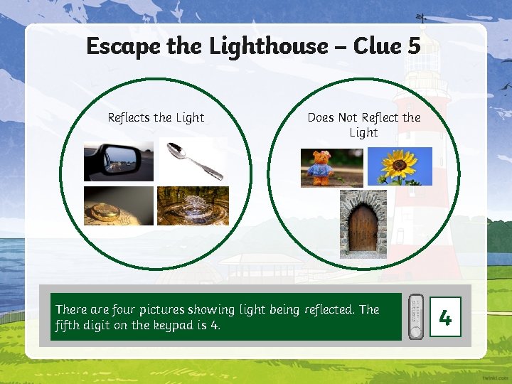 Escape the Lighthouse – Clue 5 Reflects the Light Does Not Reflect the Light