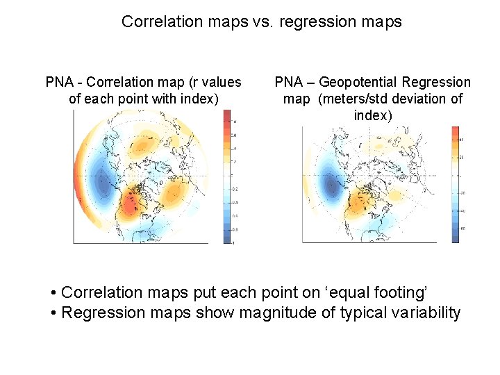 Correlation maps vs. regression maps PNA - Correlation map (r values of each point