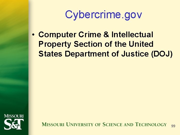 Cybercrime. gov • Computer Crime & Intellectual Property Section of the United States Department