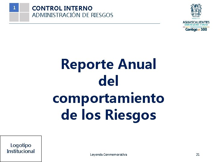 1 CONTROL INTERNO ADMINISTRACIÓN DE RIESGOS Reporte Anual del comportamiento de los Riesgos Logotipo