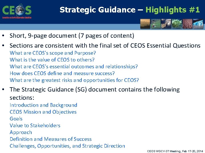 Strategic Guidance – Highlights #1 • Short, 9 -page document (7 pages of content)
