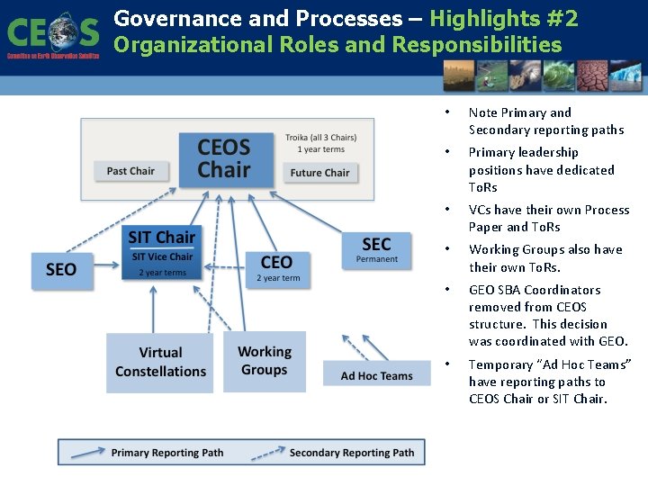 Governance and Processes – Highlights #2 Organizational Roles and Responsibilities • Note Primary and