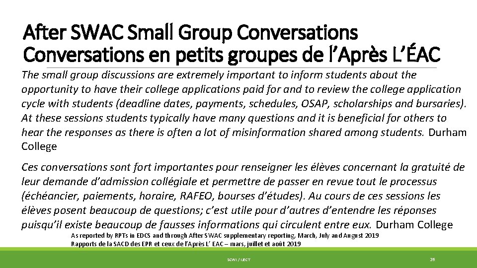 After SWAC Small Group Conversations en petits groupes de l’Après L’ÉAC The small group