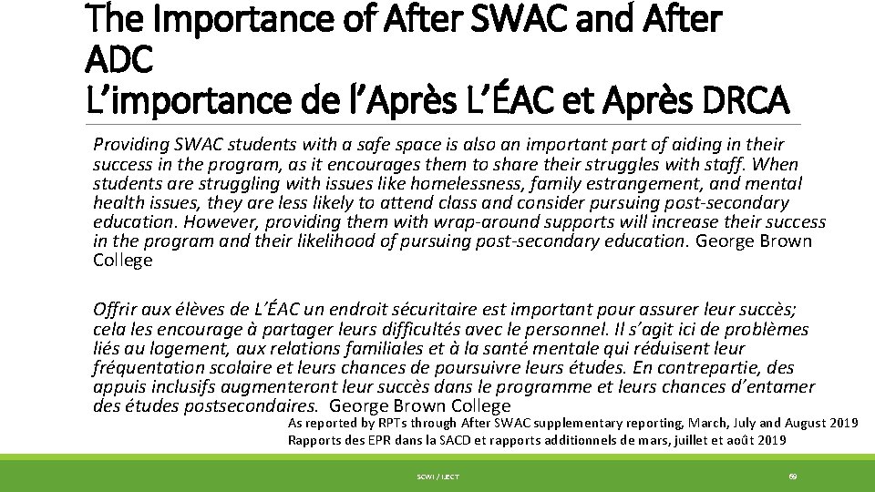 The Importance of After SWAC and After ADC L’importance de l’Après L’ÉAC et Après