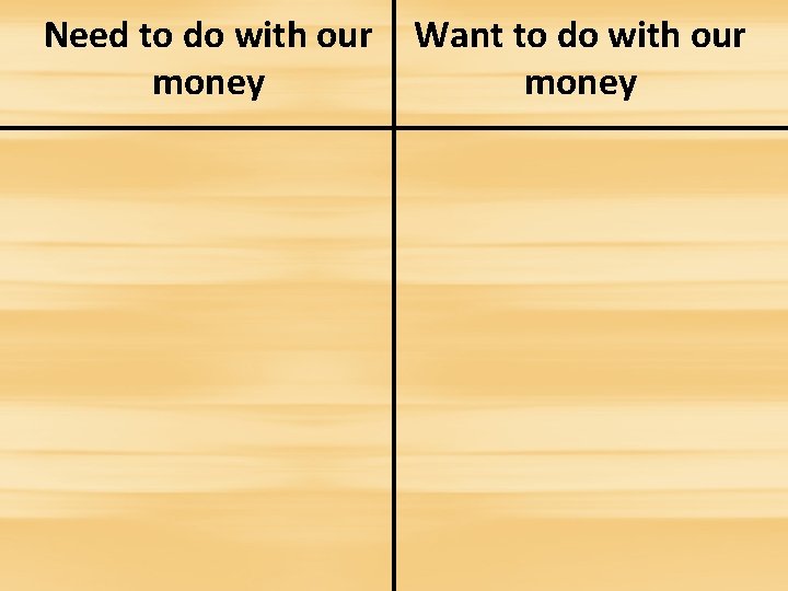 Need to do with our money Want to do with our money 