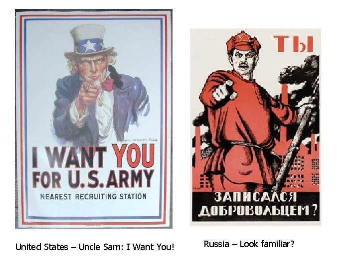 United States – Uncle Sam: I Want You! Russia – Look familiar? 