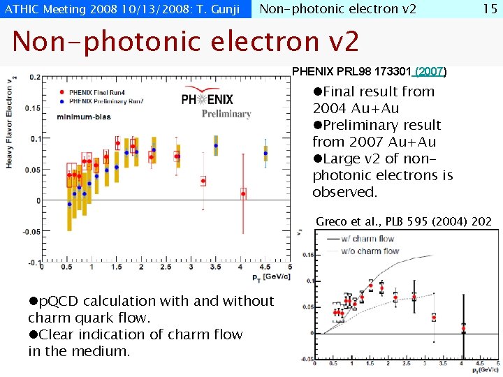 ATHIC Meeting 2008 10/13/2008: T. Gunji Non-photonic electron v 2 15 Non-photonic electron v