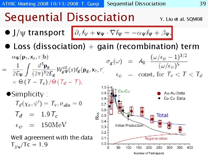 ATHIC Meeting 2008 10/13/2008: T. Gunji Sequential Dissociation Y. Liu et al. SQM 08