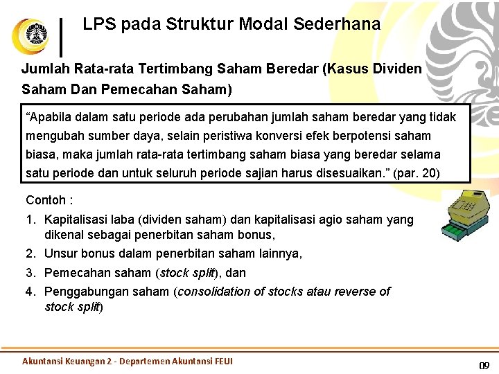 LPS pada Struktur Modal Sederhana Jumlah Rata-rata Tertimbang Saham Beredar (Kasus Dividen Saham Dan