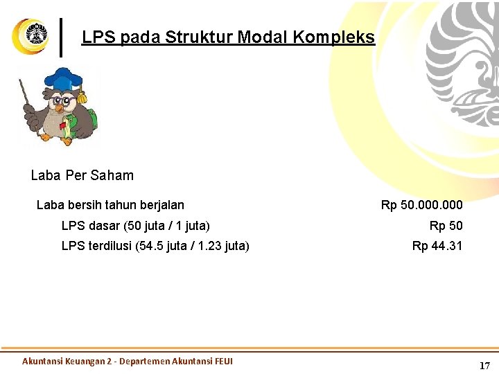 LPS pada Struktur Modal Kompleks Laba Per Saham Laba bersih tahun berjalan LPS dasar